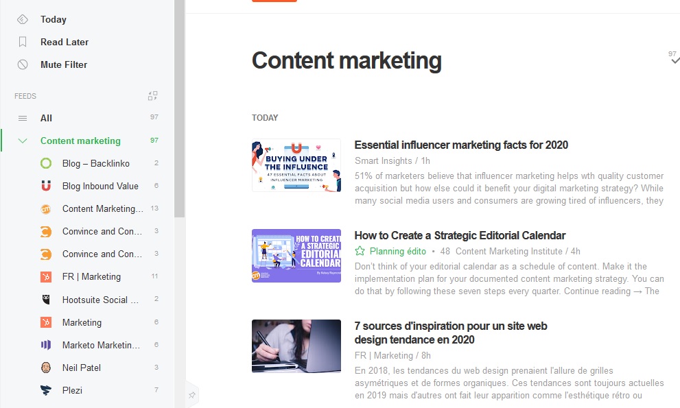 veille informationnelle Feedly idées de contenus